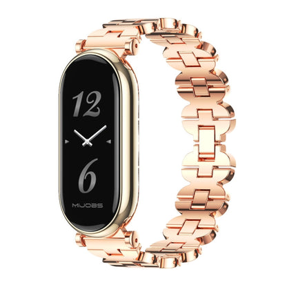 For Xiaomi Smart Band 10 / 9 / 8 Mijobs GT4 Bone Chain Metal Watch Band(Rose Gold)