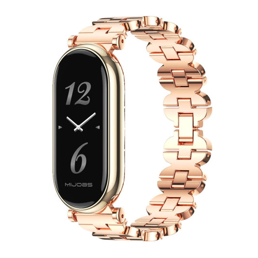 For Xiaomi Smart Band 10 / 9 / 8 Mijobs GT4 Bone Chain Metal Watch Band(Rose Gold)