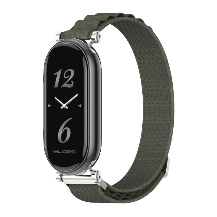 Pour Xiaomi Smart Band 10 / 9 / 8 Mijobs GT4 Bracelet de montre en nylon respirant (Vert armée argenté)