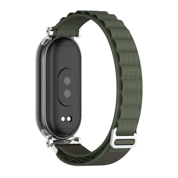 Pour Xiaomi Smart Band 10 / 9 / 8 Mijobs GT4 Bracelet de montre en nylon respirant (Vert armée argenté)