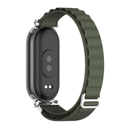 Pour Xiaomi Smart Band 10 / 9 / 8 Mijobs GT4 Bracelet de montre en nylon respirant (Vert armée argenté)