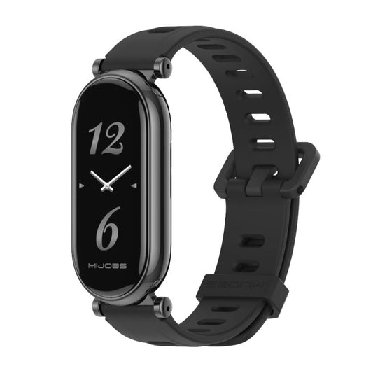 Pour Xiaomi Smart Band 10 / 9 / 8 Mijobs GT4 Bracelet de montre en silicone à trou plat (Noir)