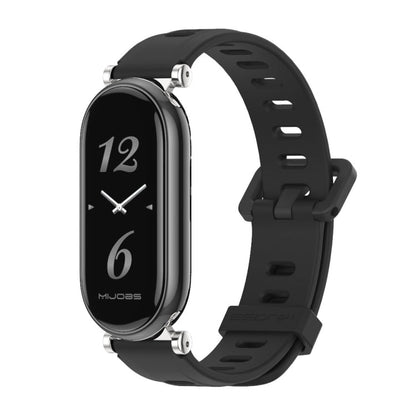 For Xiaomi Smart Band 10 / 9 / 8 Mijobs GT4 Flat Hole Silicone Watch Band(Black Silver)