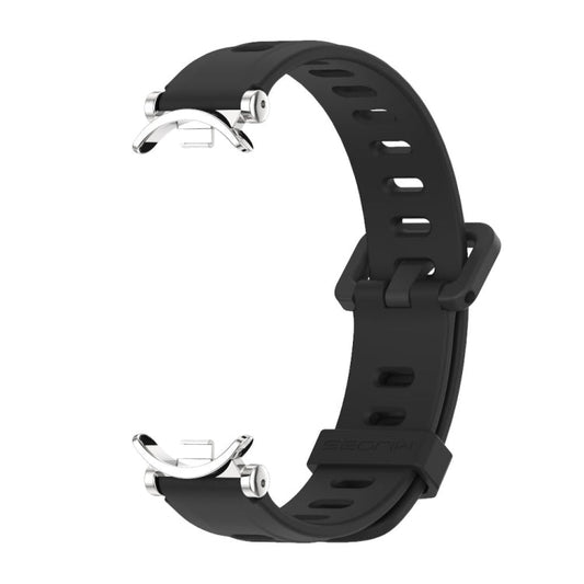 Pour le bracelet de montre en silicone Mijobs GT4 à trou plat pour Xiaomi Smart Band 10 / 9 / 8 (Noir Argent)