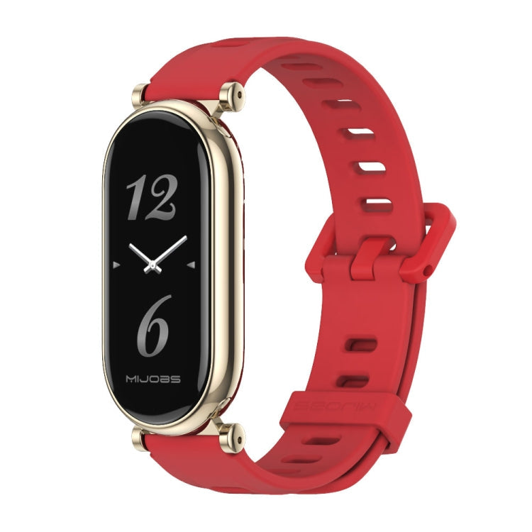 For Xiaomi Smart Band 10 / 9 / 8 Mijobs GT4 Flat Hole Silicone Watch Band(Red Light Gold)