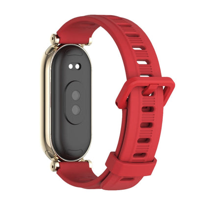 For Xiaomi Smart Band 10 / 9 / 8 Mijobs GT4 Flat Hole Silicone Watch Band(Red Light Gold)