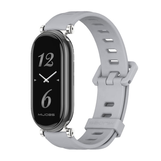 For Xiaomi Smart Band 10 / 9 / 8 Mijobs GT4 Flat Hole Silicone Watch Band(Grey Silver)