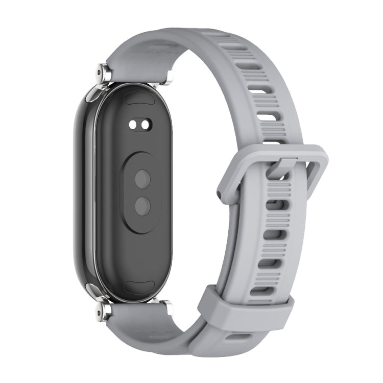 For Xiaomi Smart Band 10 / 9 / 8 Mijobs GT4 Flat Hole Silicone Watch Band(Grey Silver)