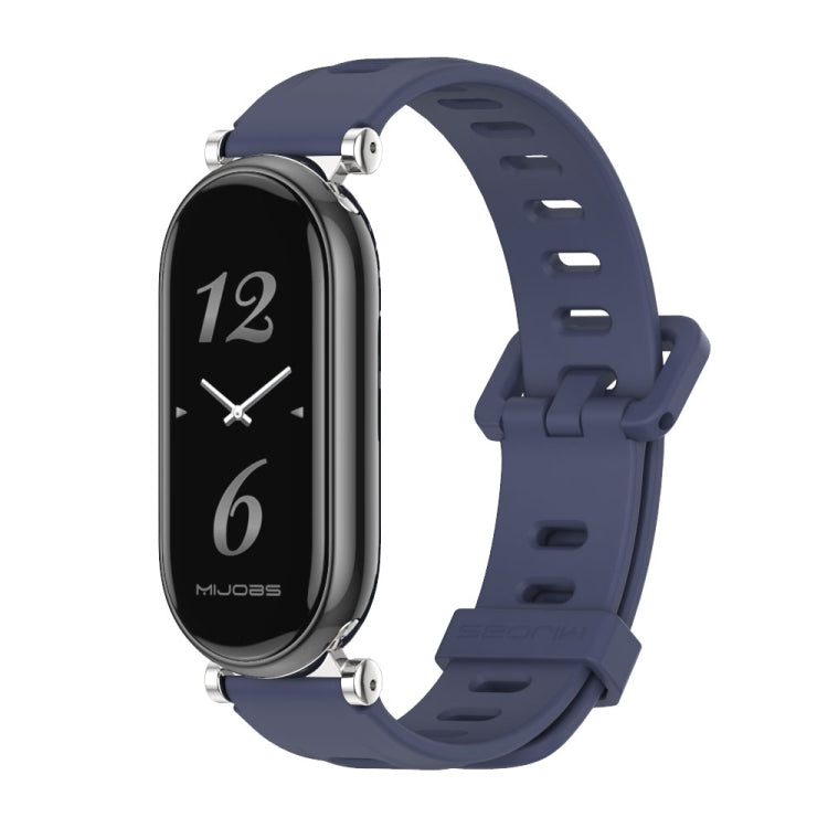 For Xiaomi Smart Band 10 / 9 / 8 Mijobs GT4 Flat Hole Silicone Watch Band(Midnight Blue Silver)