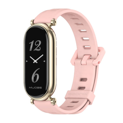 For Xiaomi Smart Band 10 / 9 / 8 Mijobs GT4 Flat Hole Silicone Watch Band(Pink Light Gold)