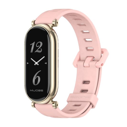 For Xiaomi Smart Band 10 / 9 / 8 Mijobs GT4 Flat Hole Silicone Watch Band(Pink Light Gold)
