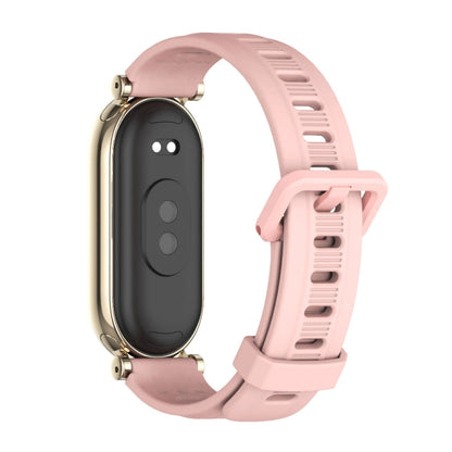 For Xiaomi Smart Band 10 / 9 / 8 Mijobs GT4 Flat Hole Silicone Watch Band(Pink Light Gold)