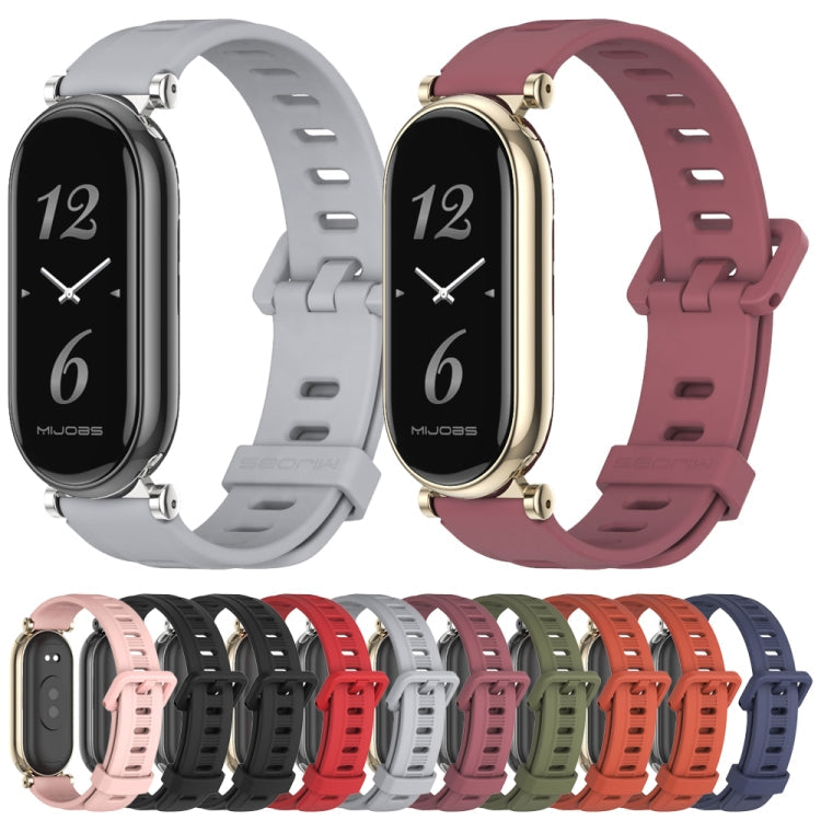 For Xiaomi Smart Band 10 / 9 / 8 Mijobs GT4 Flat Hole Silicone Watch Band(Grey Silver)