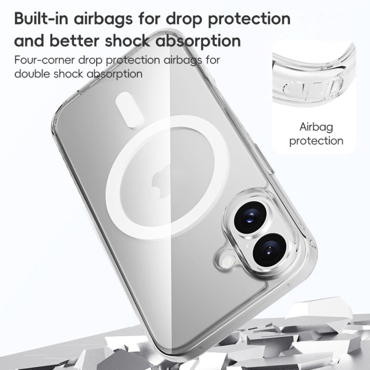 For iPhone 16 ZGA Magsafe Clear PC Hybrid TPU Phone Case(Transparent)