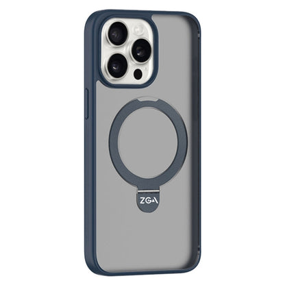 For iPhone 15 Pro Max ZGA Magsafe Holder PC Hybrid TPU Phone Case(Blue)