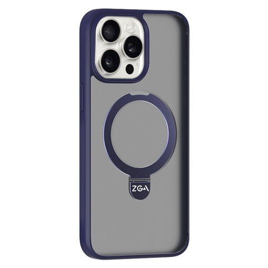 For iPhone 15 Pro ZGA Magsafe Holder PC Hybrid TPU Phone Case(Purple)