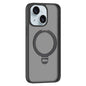 For iPhone 15 ZGA Magsafe Holder PC Hybrid TPU Phone Case(Black)