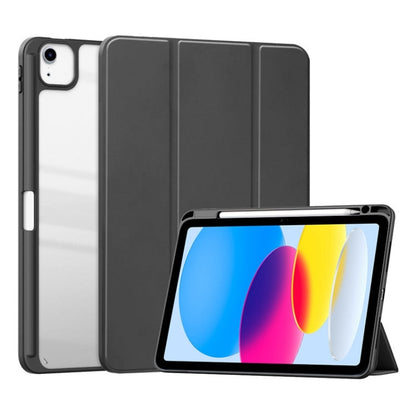 For iPad 2025 / 2022 ZGA Tri-Fold Voltage Smart Leather Tablet Case(Black)