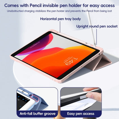 For iPad Pro 12.9 2022/2021/2020 ZGA Tri-Fold Voltage Smart Leather Tablet Case(Ice Blue)