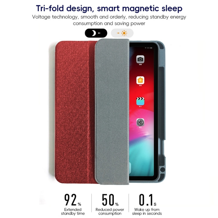 For iPad Pro 11 2022 / 2021 / 2020 ZGA Tri-Fold Voltage Smart Leather Tablet Case(Red)