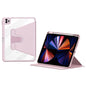 Pour iPad Pro 12.9 2022/2021/2020 ZGA Étui intelligent en cuir à triple pliage et rotation à 360 degrés pour tablette (Rose)