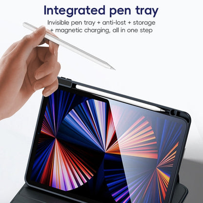 For iPad Air 10.9 2022 / 2020 ZGA Tri-Fold 360 Rotation Smart Leather Tablet Case(Black)