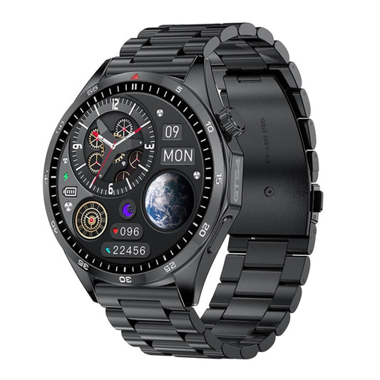 GTS4/LT09 1.5 inch IP67 Fitness Wellness Smart Watch Support Bluetooth Call / Sleep / Blood Oxygen / Heart Rate Health Monitor, Steel Strap(Balck)