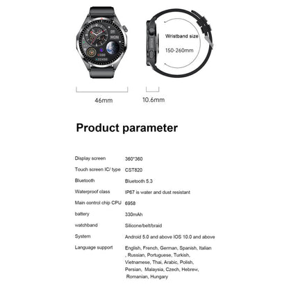 GTS4/LT09 1.5 inch IP67 Fitness Wellness Smart Watch Support Bluetooth Call / Sleep / Blood Oxygen / Heart Rate Health Monitor, Steel Strap(Silver)