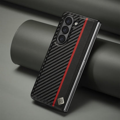 For Samsung Galaxy Z Fold6 5G LC.IMEEKE 3 in 1 Carbon Fiber Texture Shockproof Phone Case(Black)