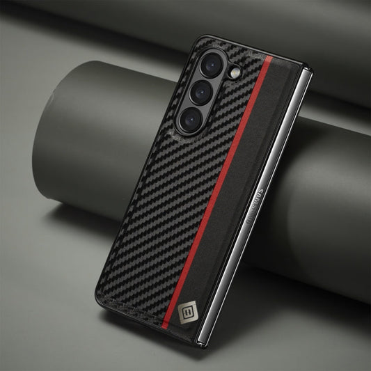 For Samsung Galaxy Z Fold6 5G LC.IMEEKE 3 in 1 Carbon Fiber Texture Shockproof Phone Case(Black)