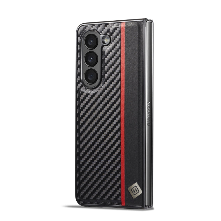For Samsung Galaxy Z Fold6 5G LC.IMEEKE 3 in 1 Carbon Fiber Texture Shockproof Phone Case(Black)