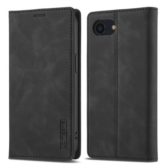For iPhone 17e / 16e LC.IMEEKE Strong Magnetism Microfiber Leather Phone Case(Black)