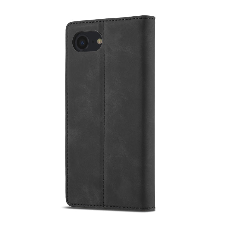 For iPhone 17e / 16e LC.IMEEKE Strong Magnetism Microfiber Leather Phone Case(Black)