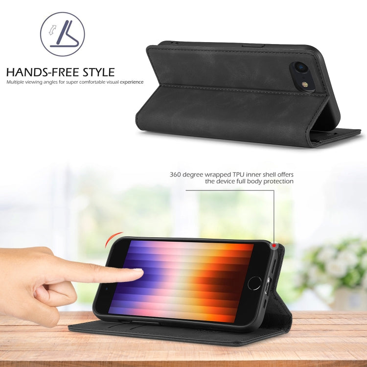 For iPhone 17e / 16e LC.IMEEKE Strong Magnetism Microfiber Leather Phone Case(Black)