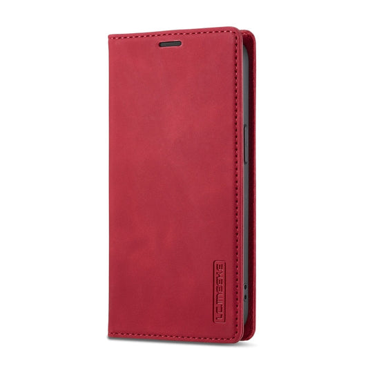 For iPhone 17e / 16e LC.IMEEKE Strong Magnetism Microfiber Leather Phone Case(Red)