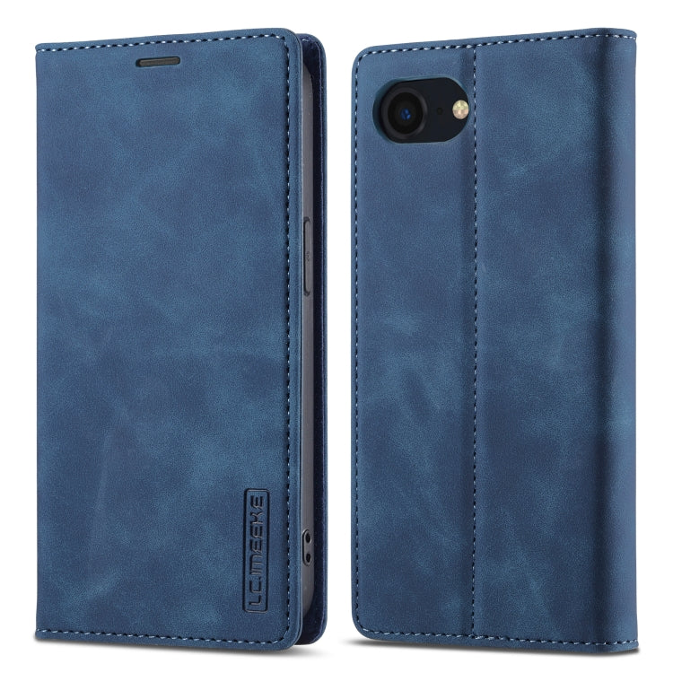 For iPhone 17e / 16e LC.IMEEKE Strong Magnetism Microfiber Leather Phone Case(Blue)