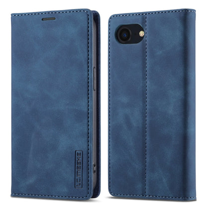 For iPhone 17e / 16e LC.IMEEKE Strong Magnetism Microfiber Leather Phone Case(Blue)