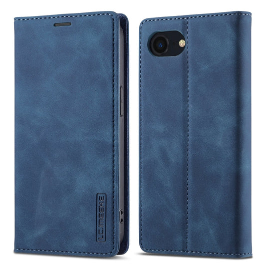 For iPhone 17e / 16e LC.IMEEKE Strong Magnetism Microfiber Leather Phone Case(Blue)