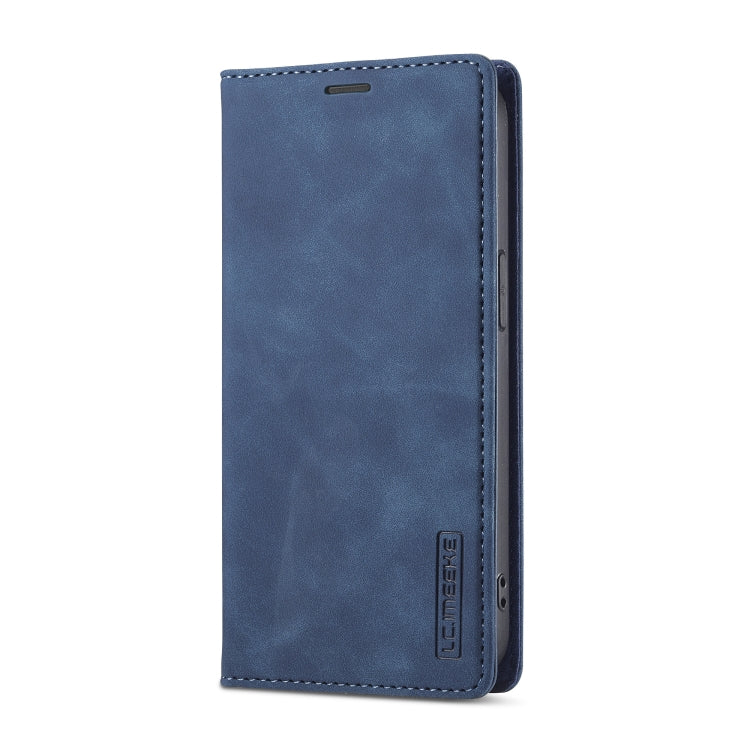 For iPhone 17e / 16e LC.IMEEKE Strong Magnetism Microfiber Leather Phone Case(Blue)