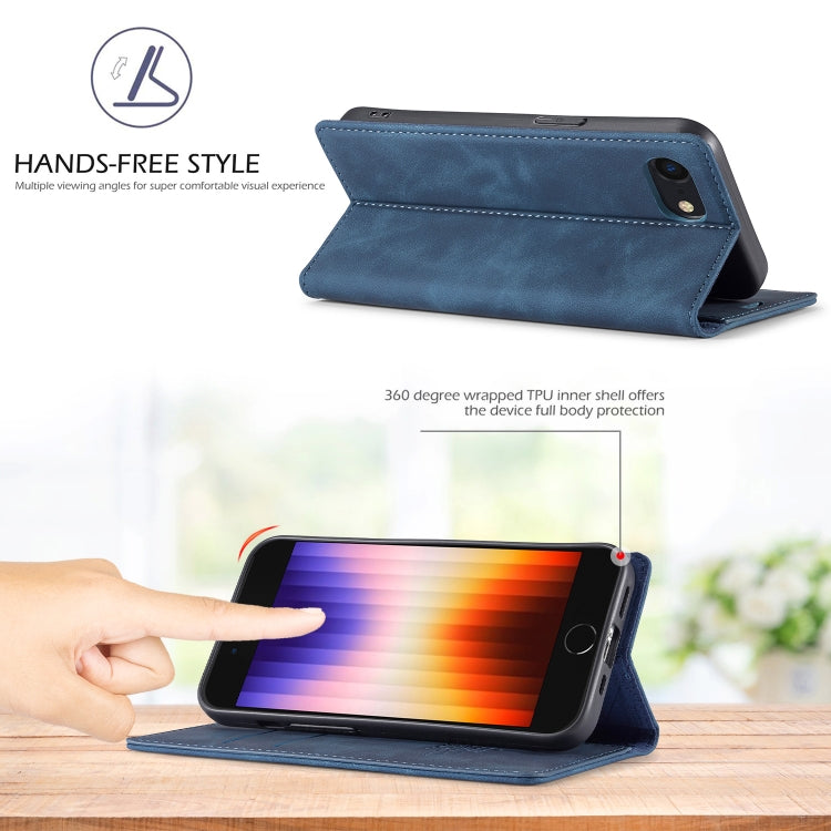 For iPhone 17e / 16e LC.IMEEKE Strong Magnetism Microfiber Leather Phone Case(Blue)