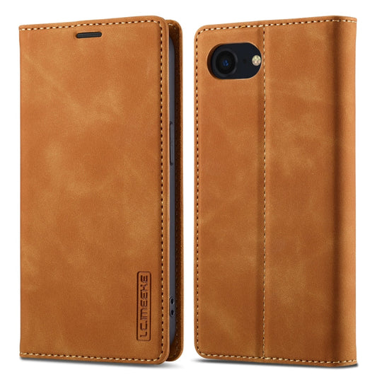 For iPhone 17e / 16e LC.IMEEKE Strong Magnetism Microfiber Leather Phone Case(Brown)