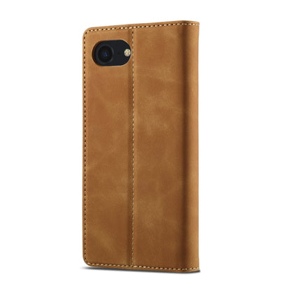 For iPhone 17e / 16e LC.IMEEKE Strong Magnetism Microfiber Leather Phone Case(Brown)