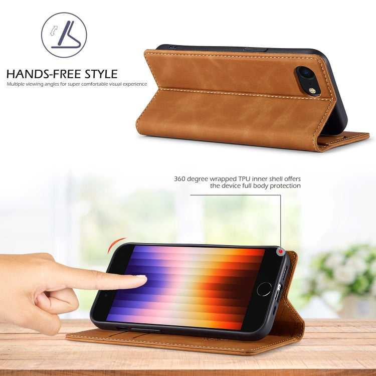 For iPhone 17e / 16e LC.IMEEKE Strong Magnetism Microfiber Leather Phone Case(Brown)