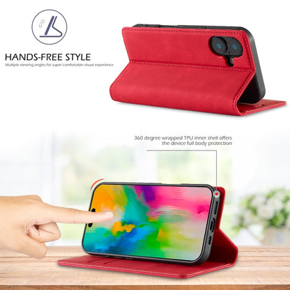 For iPhone 16 LC.IMEEKE Strong Magnetism Microfiber Leather Phone Case(Red)