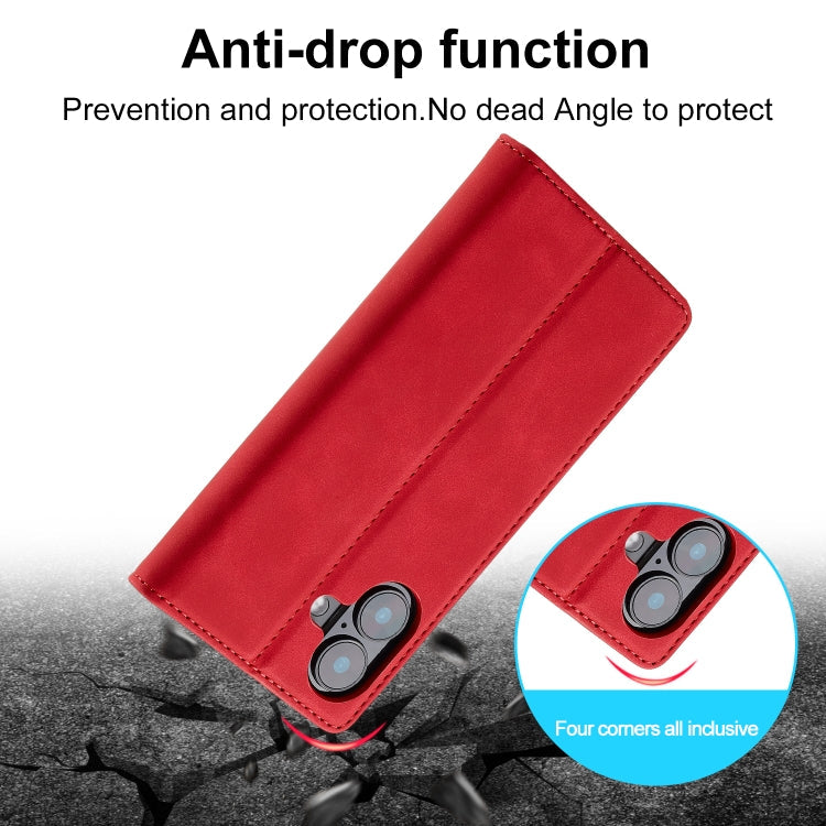 For iPhone 16 LC.IMEEKE Strong Magnetism Microfiber Leather Phone Case(Red)