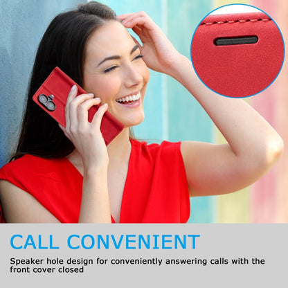 For iPhone 16 LC.IMEEKE Strong Magnetism Microfiber Leather Phone Case(Red)