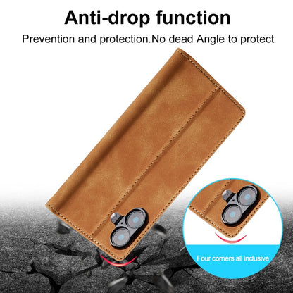 Pour iPhone 16 Plus LC.IMEEKE Étui de Téléphone en Cuir Microfibre à Fort Magnétisme (Marron)
