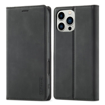 Pour iPhone 16 Pro Étui de téléphone en cuir microfibre à fort magnétisme LC.IMEEKE (noir)