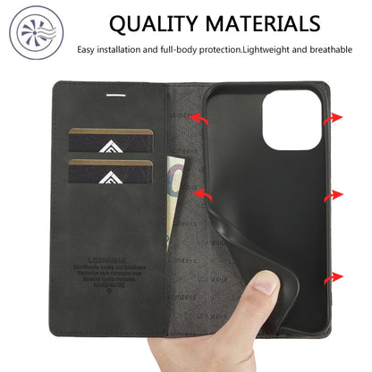 Pour iPhone 16 Pro Étui de téléphone en cuir microfibre à fort magnétisme LC.IMEEKE (noir)
