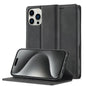 Pour iPhone 16 Pro Étui de téléphone en cuir microfibre à fort magnétisme LC.IMEEKE (noir)